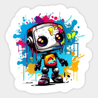 Cute cartoon Robot. Funny cyborg. Sticker